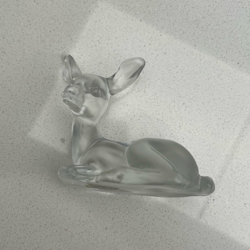 Vintage Fenton Clear Satin Fawn Deer - Picture 11 of 13